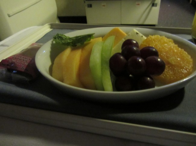 Fruit and cheese plate snack on p.s. business class redeye