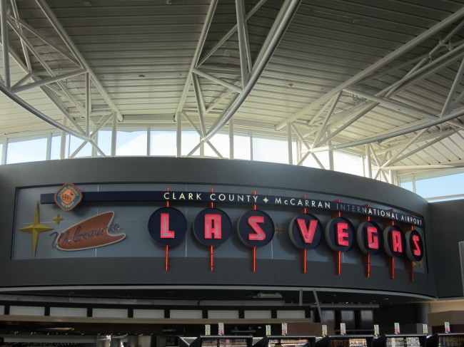 Las Vegas McCarran Welcome Sign near the United Gates