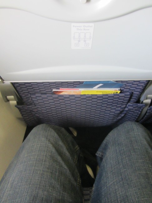 Legroom in a standard Continental economy seat