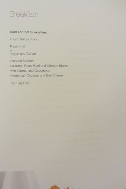 Lufthansa First Class Los Angeles to Munich Menu
