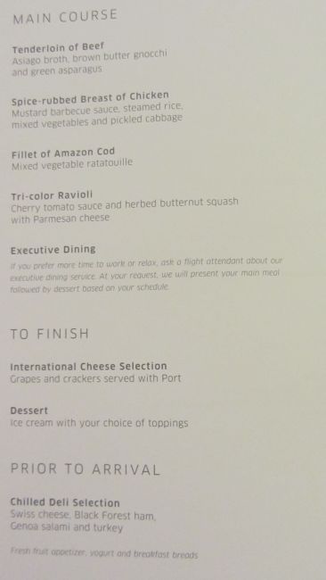 EWR-MXP UA19 BusinessFirst Menu