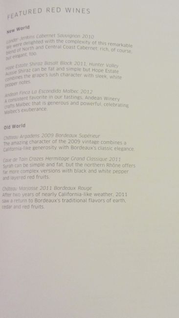 EWR-MXP UA19 BusinessFirst Wine List